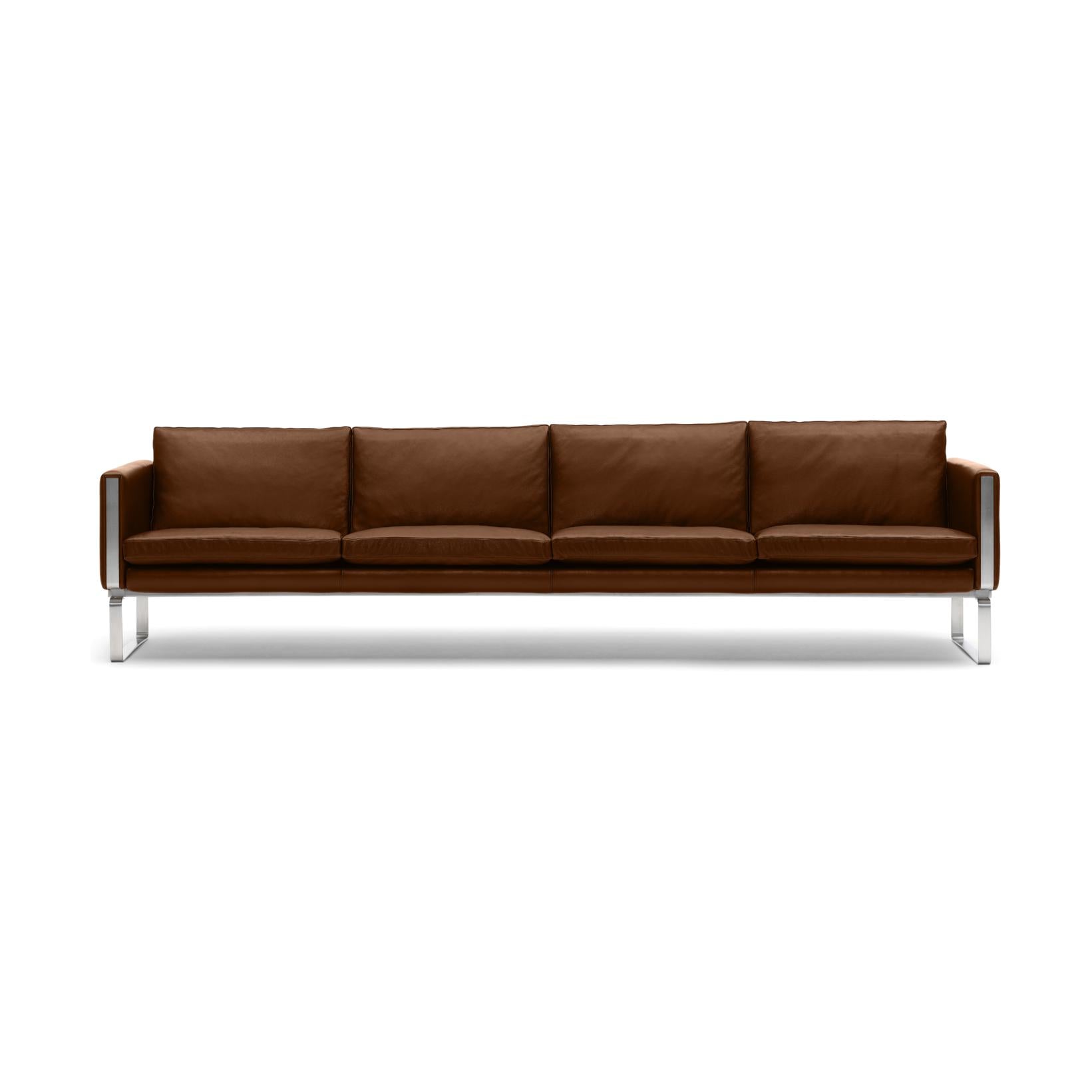 Sofa Carl Hansen CH104, stalowa/brązowa skóra