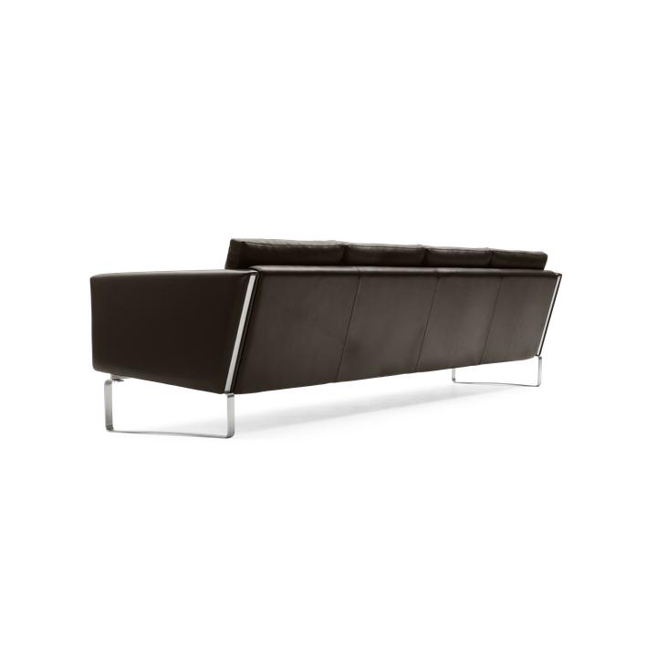 Carl Hansen Ch104 Sofa, Steel/Dark Brown Leather