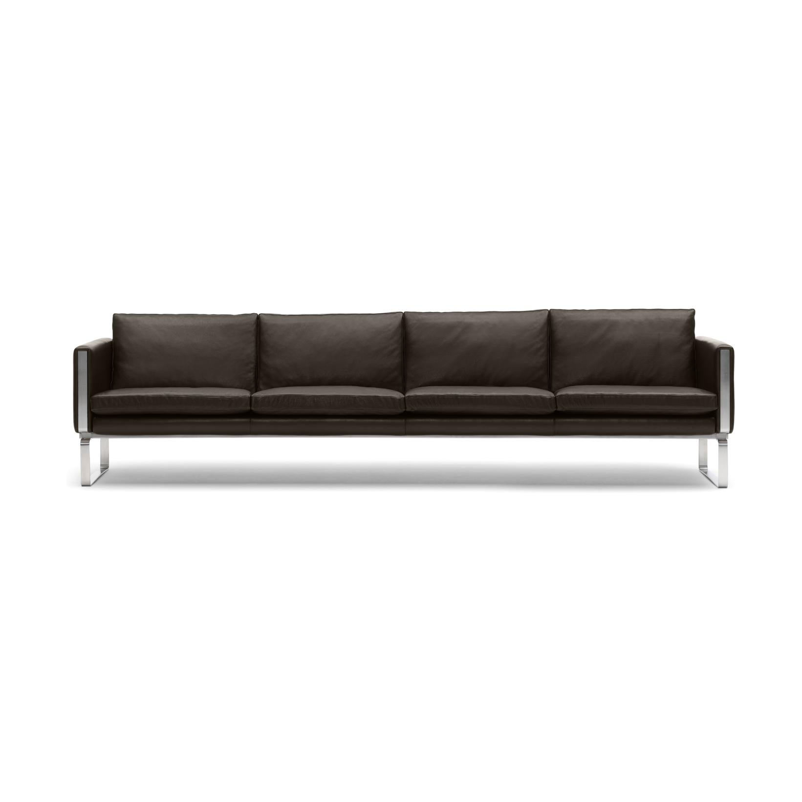 Sofa Carl Hansen CH104, stalowa/ciemnobrązowa skóra