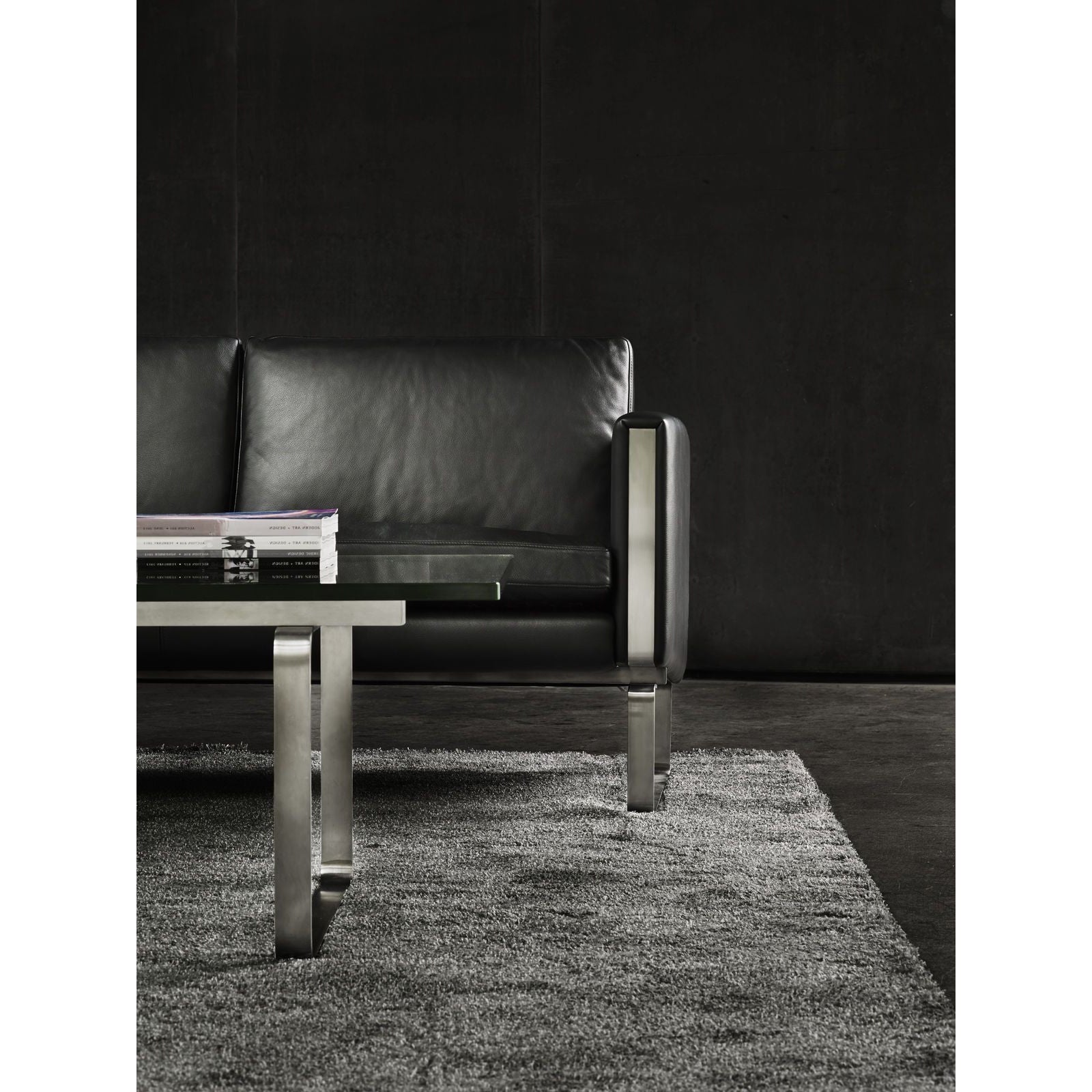 Sofa Carl Hansen CH104, stalowa/czarna skóra