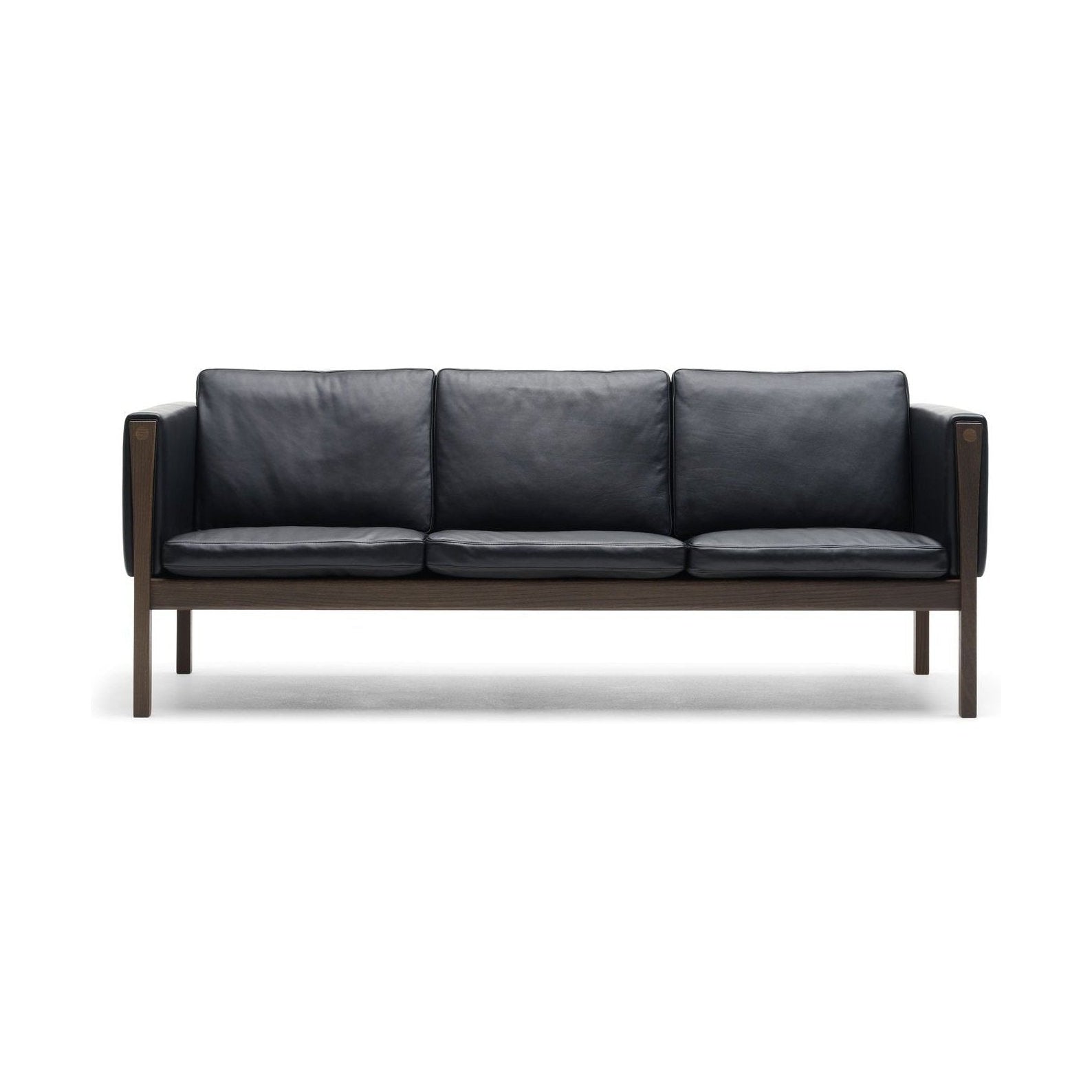 Sofa Carl Hansen CH163, naoliwiona orzech/czarna skóra