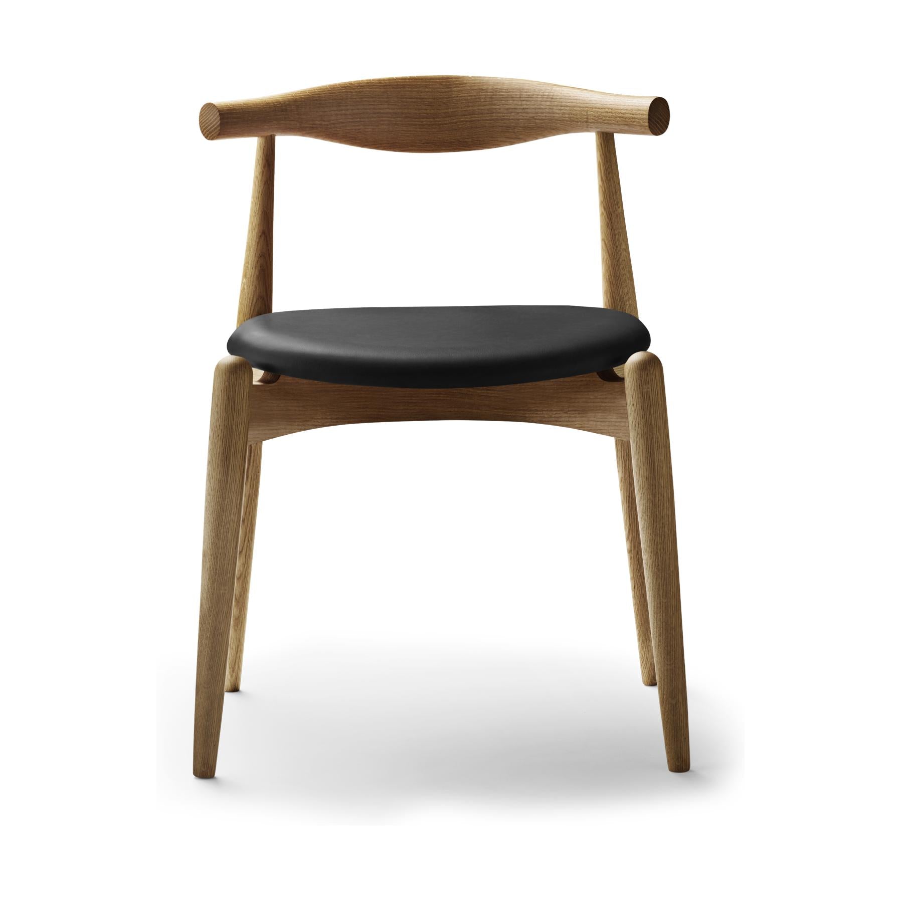 Krzesło łokciowe Carl Hansen CH20, naoliwiona dąb/czarna skóra