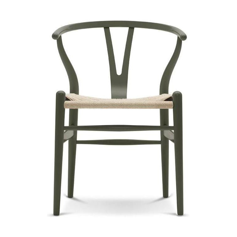 Carl Hansen CH24 Y Krzesek krzesło Naturalne papierowe sznur, buk/zielony oliwkowy