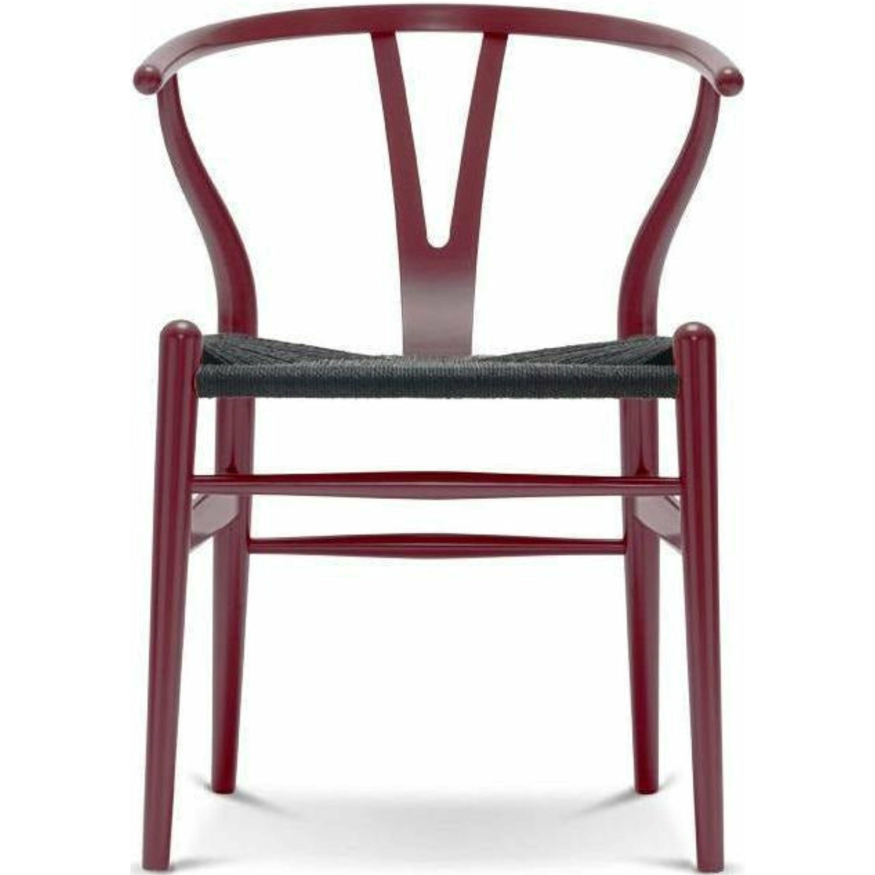 Carl Hansen CH24 Y Krzesek krzesło czarny papier papierowy, buk/jagoda czerwona