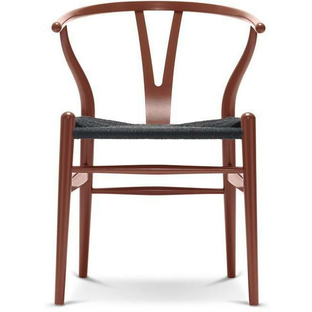 Carl Hansen CH24 Y Krzesek krzesło czarny papier papierowy, buk/czerwony brąz