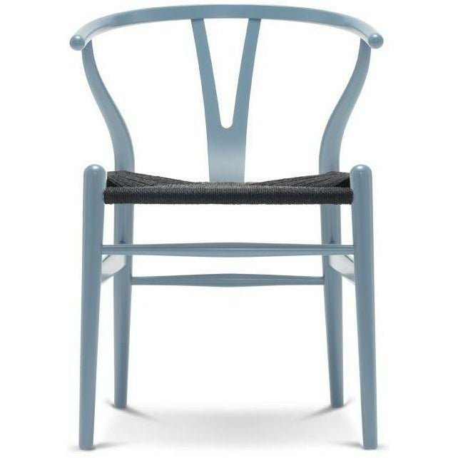 Carl Hansen CH24 Y Krzesek krzesło Czarny papier, buk/stalowy niebieski