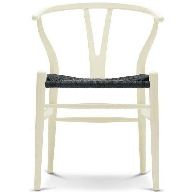 Carl Hansen CH24 Y Krzesek krzesło Czarny papier, budy/wanilia biała
