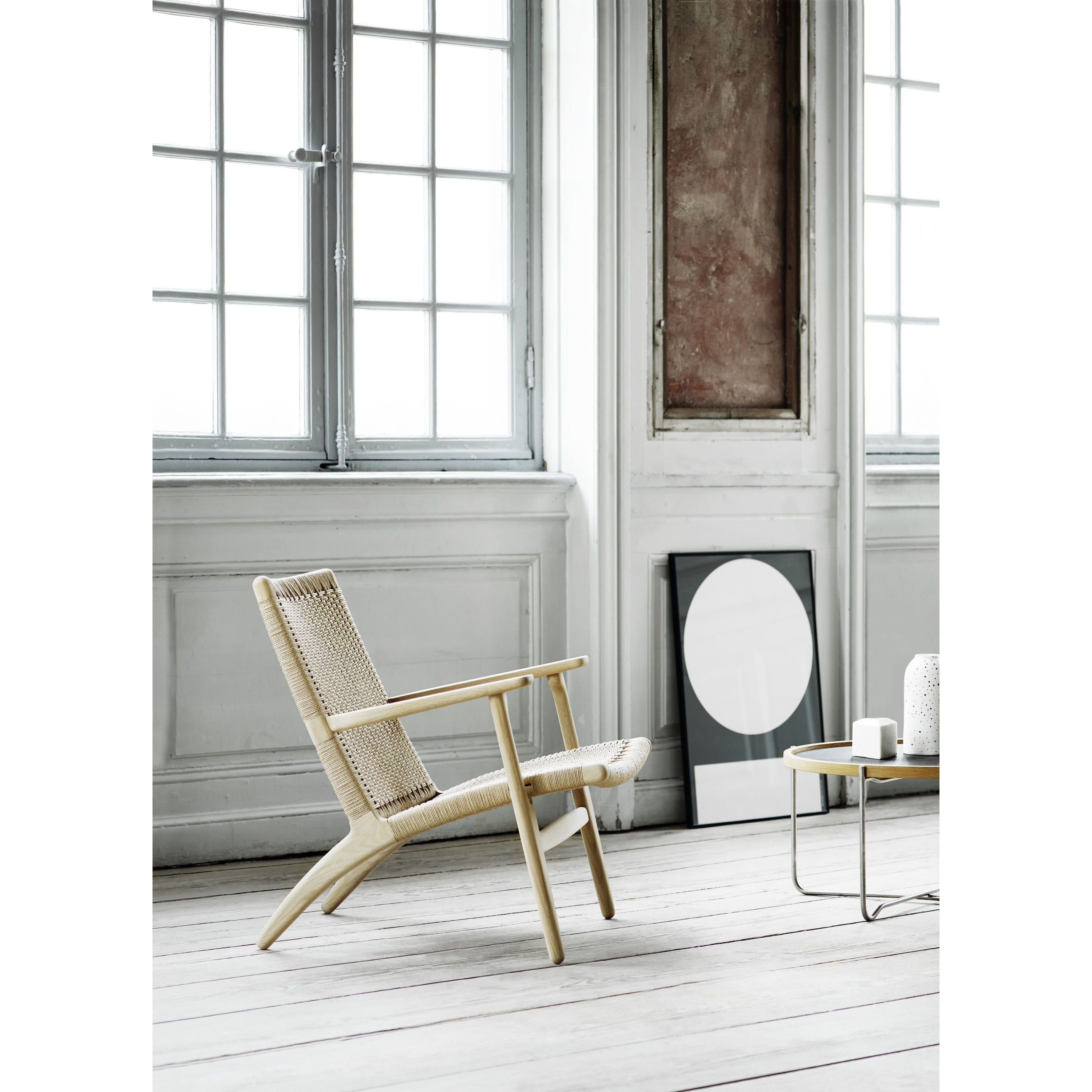 Krzesło Lounge Carl Hansen CH25, kolorowy dąb/czarny papier