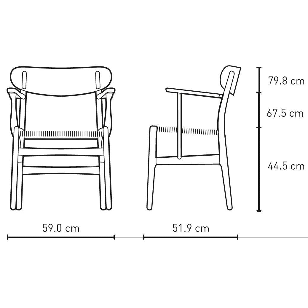 Krzesło Carl Hansen CH26, kolorowy dąb/naturalny sznurek