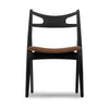 Krzesło Carl Hansen CH29 P, kolorowa dębowa/brązowa skóra