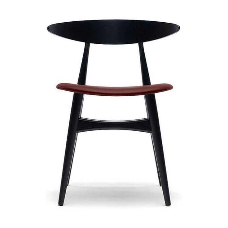 Carl Hansen CH33 P krzesło, czarna buk/brązowa skóra