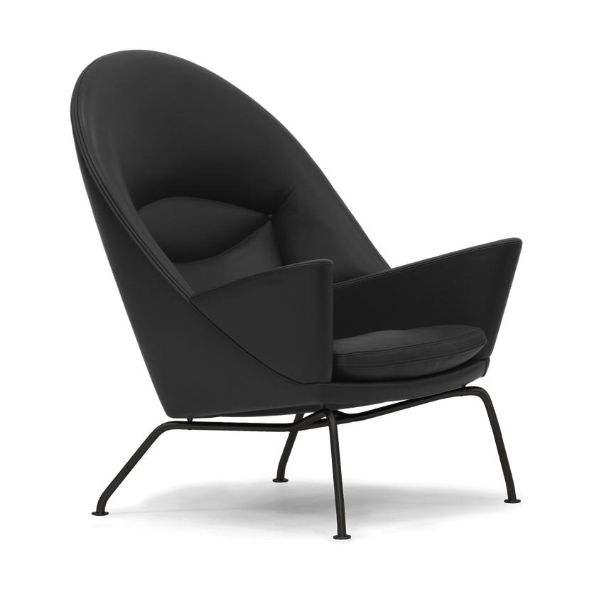 Carl Hansen CH468 Oculus krzesło, czarna stal/czarna skóra