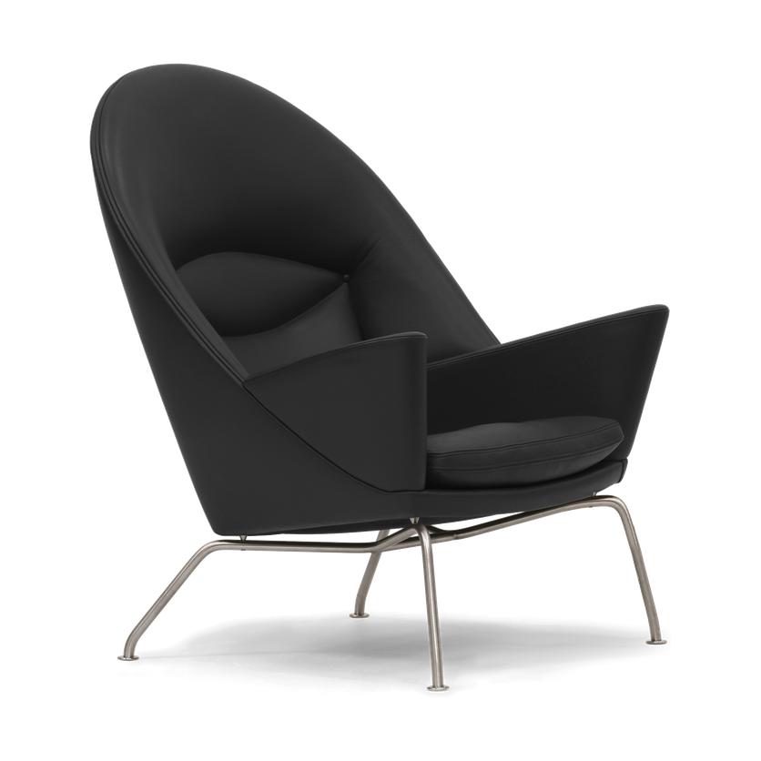Carl Hansen CH468 Oculus krzesło, stalowa/czarna skóra