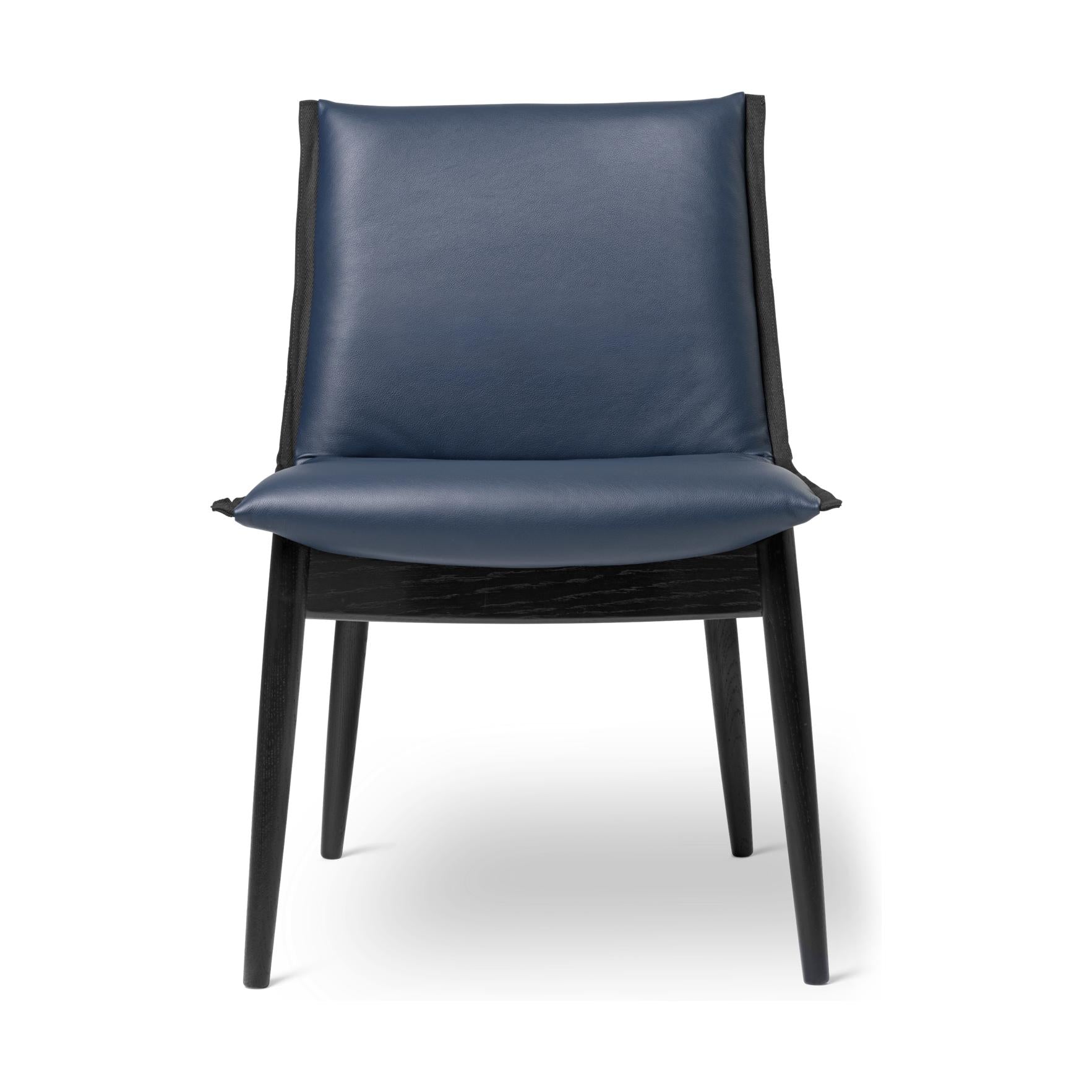 Carl Hansen E004 Embrace krzesło, lakierowany dąb, niebieska skóra