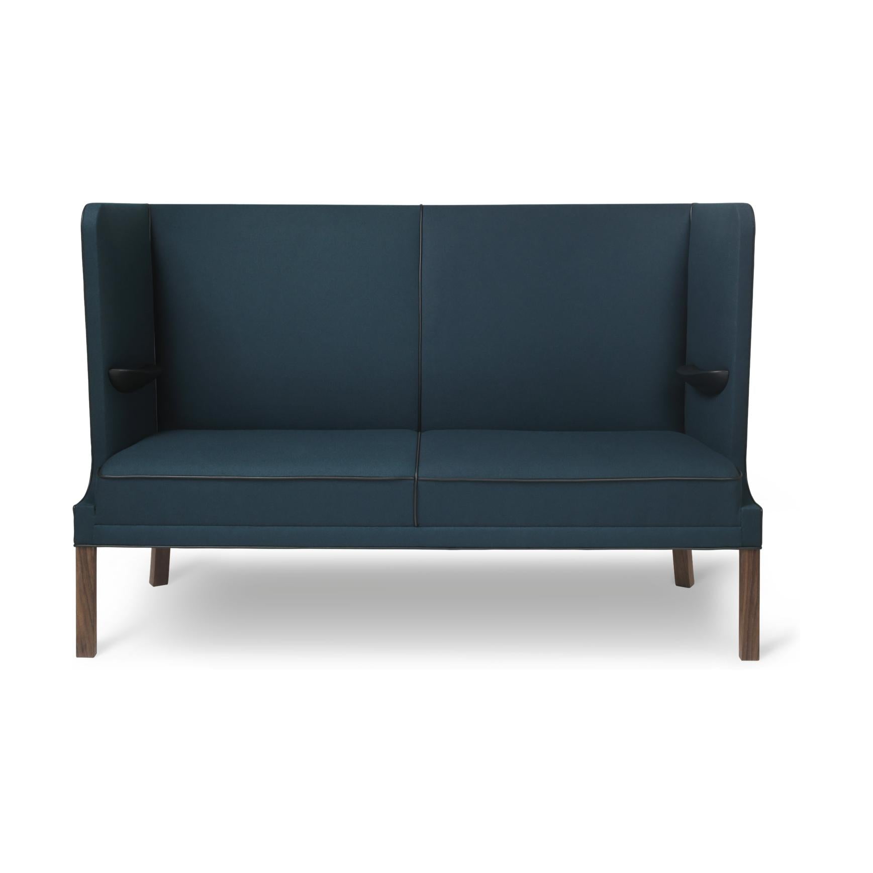 Carl Hansen FH436 Coupé Sofa, naoliwiony orzech/niebieski tkanina