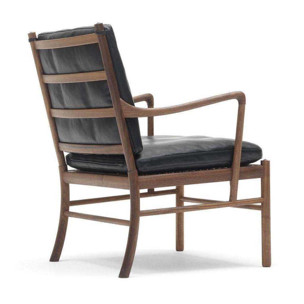 Carl Hansen OW149 Kolonialne krzesło, naoliwiona orzech/czarna skóra