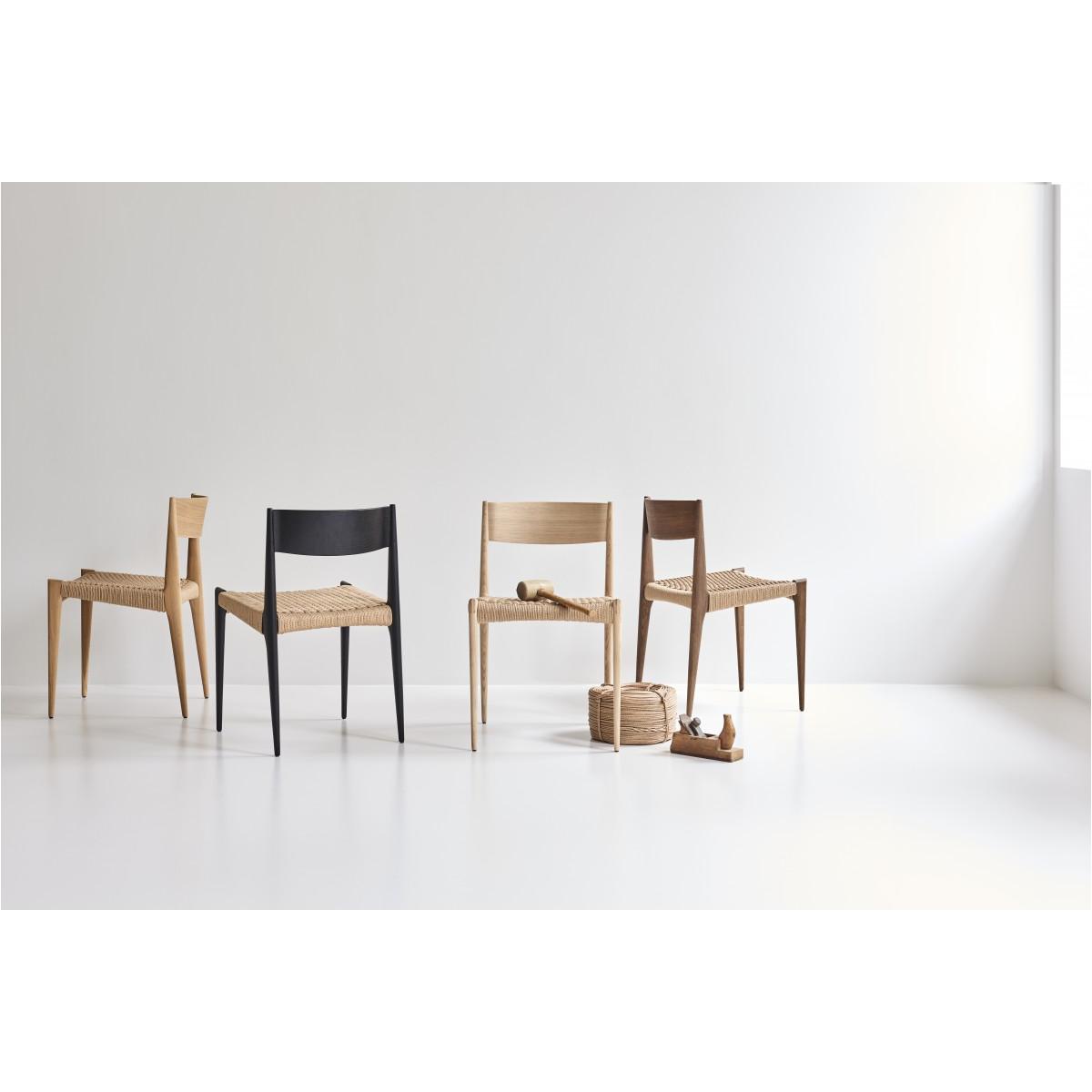Krzesło jadalne DK3 Pia, wędzony dąb/naturalny papierowy kodel
