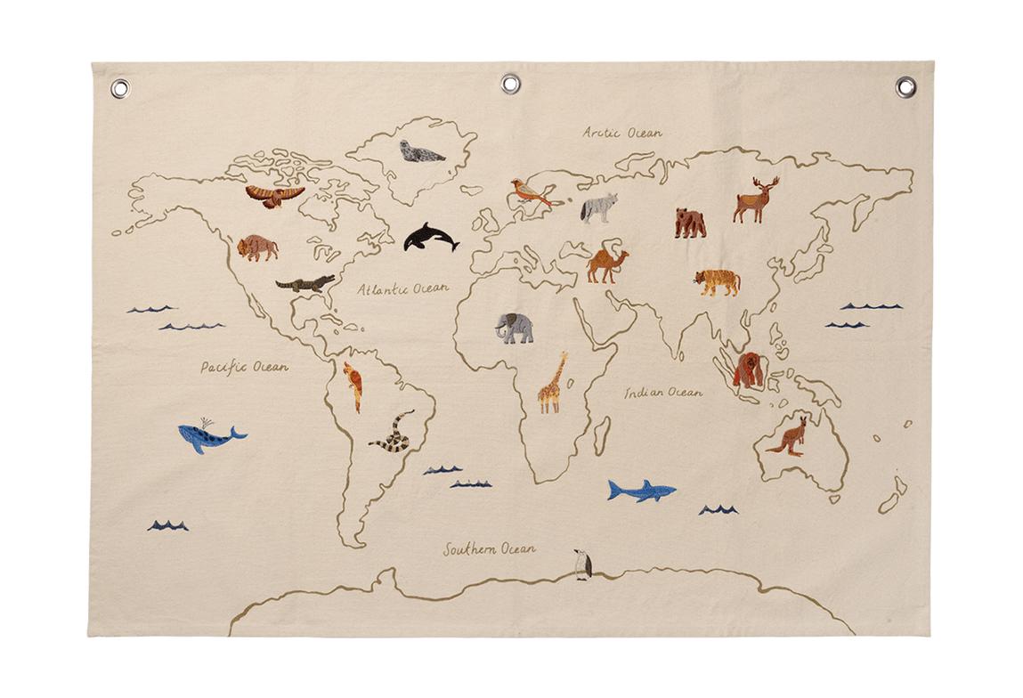 Ferm żyjący światową mapę światową mapę świata, poza białą