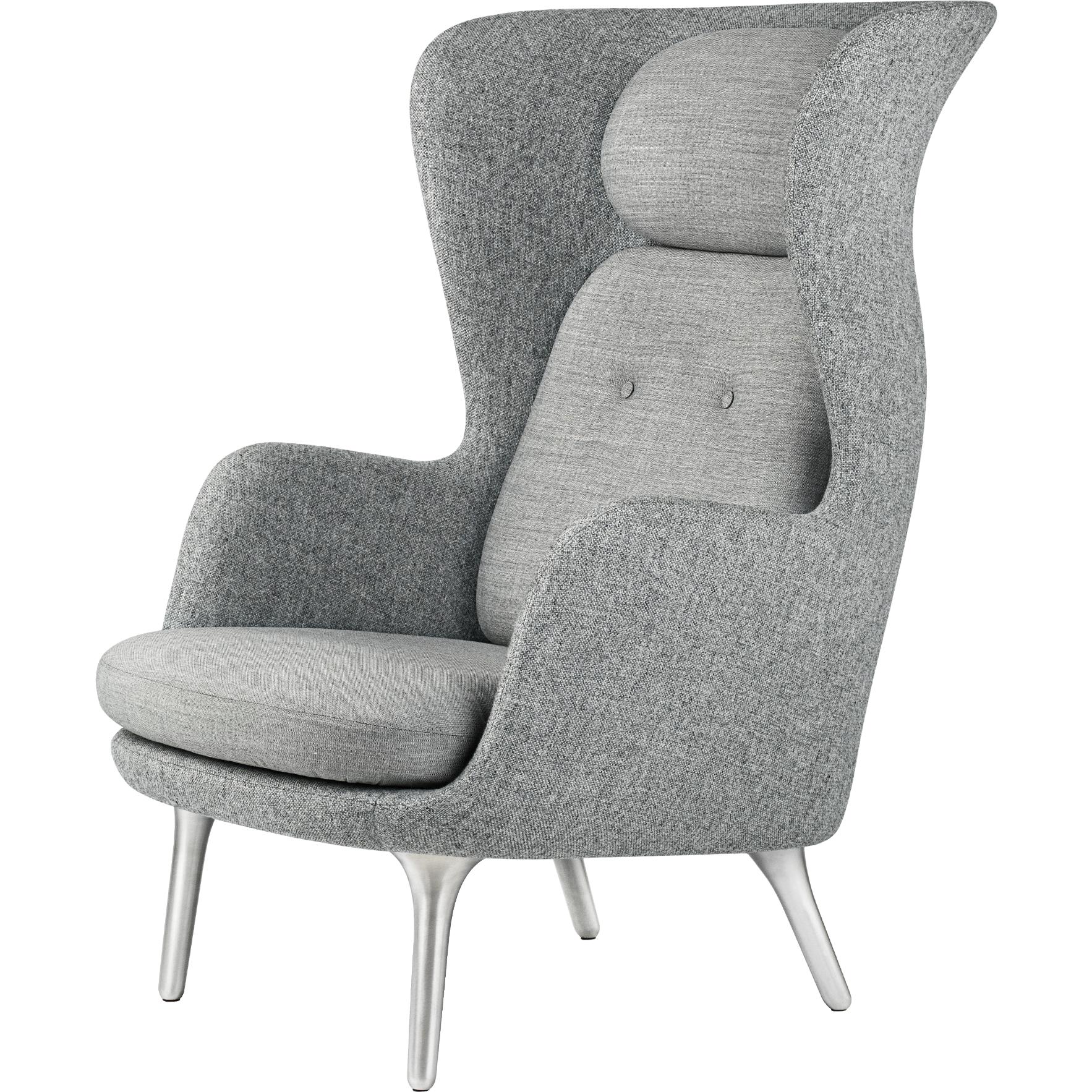Fritz Hansen Ro Lounge krzesło dwa tonus aluminium, hallingdal grey/płótno szary
