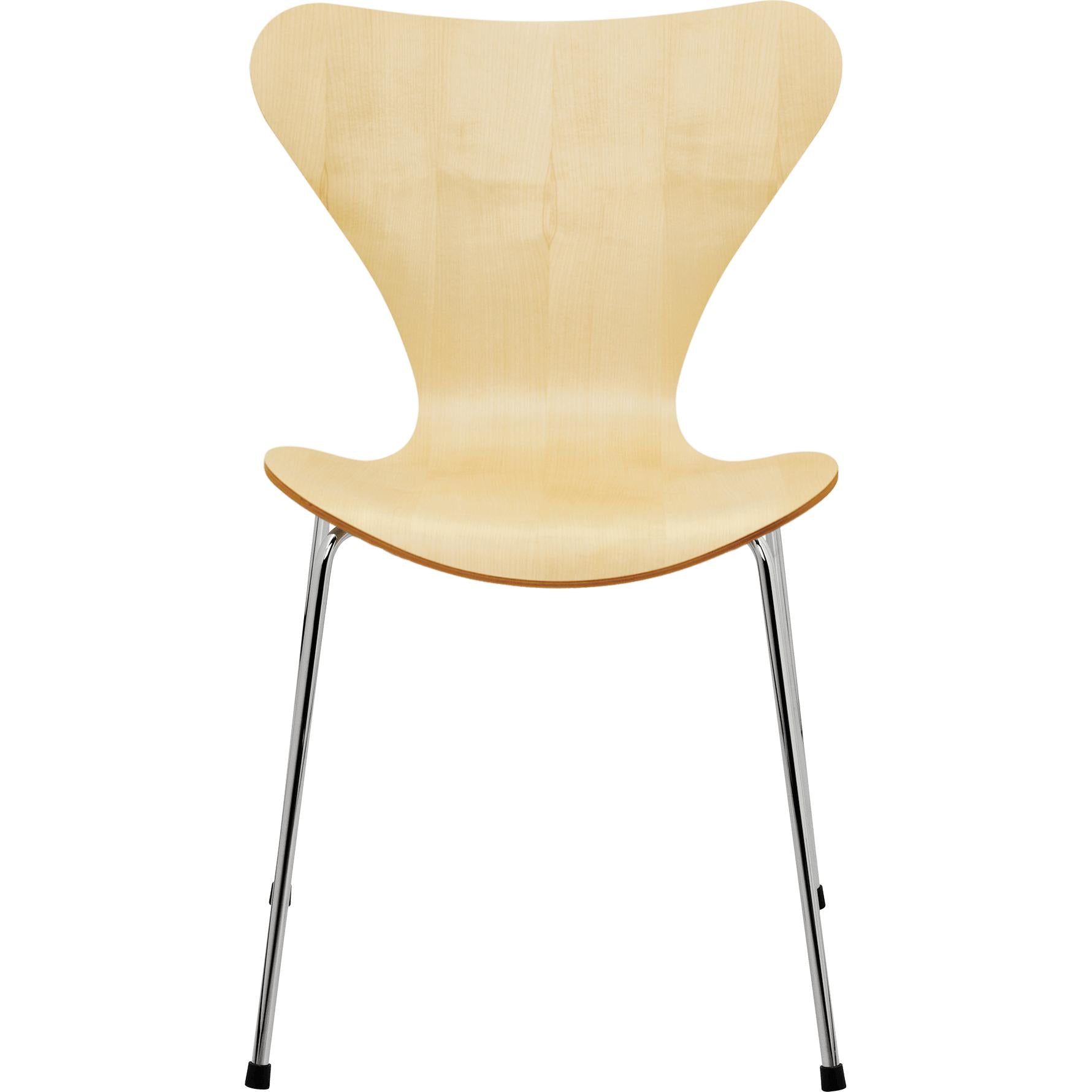 Fritz Hansen Series 7 Krzesło klonowe, Shell, chromowana stalowa podstawa