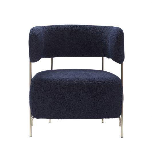 Hübsch Teddy Lounge krzesło poliestru/metalu niebieski/nikiel