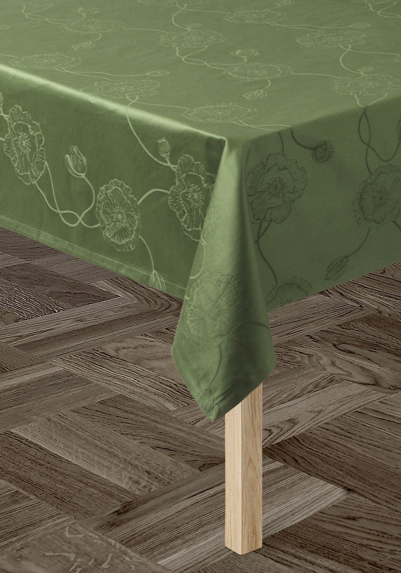 Kähler Hammershøi Poppy Damask Tablecloth 150x220 cm, zielony