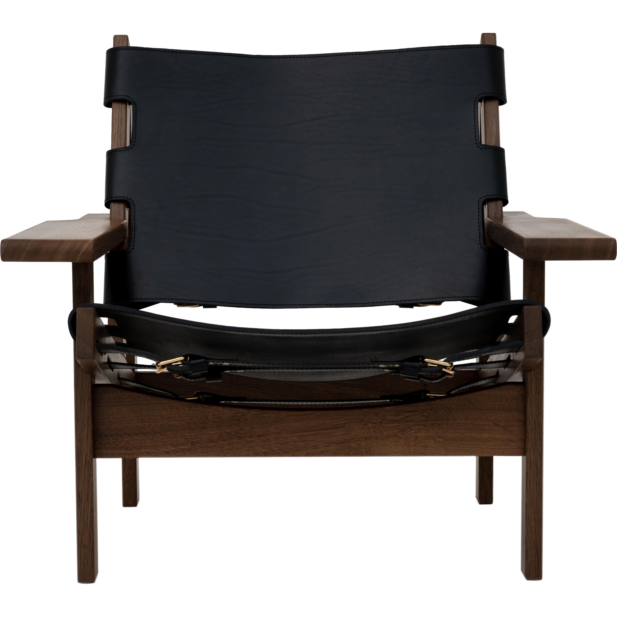 Klassik Studio Kø Hunting krzesło dębowe wędzone, czarna skóra