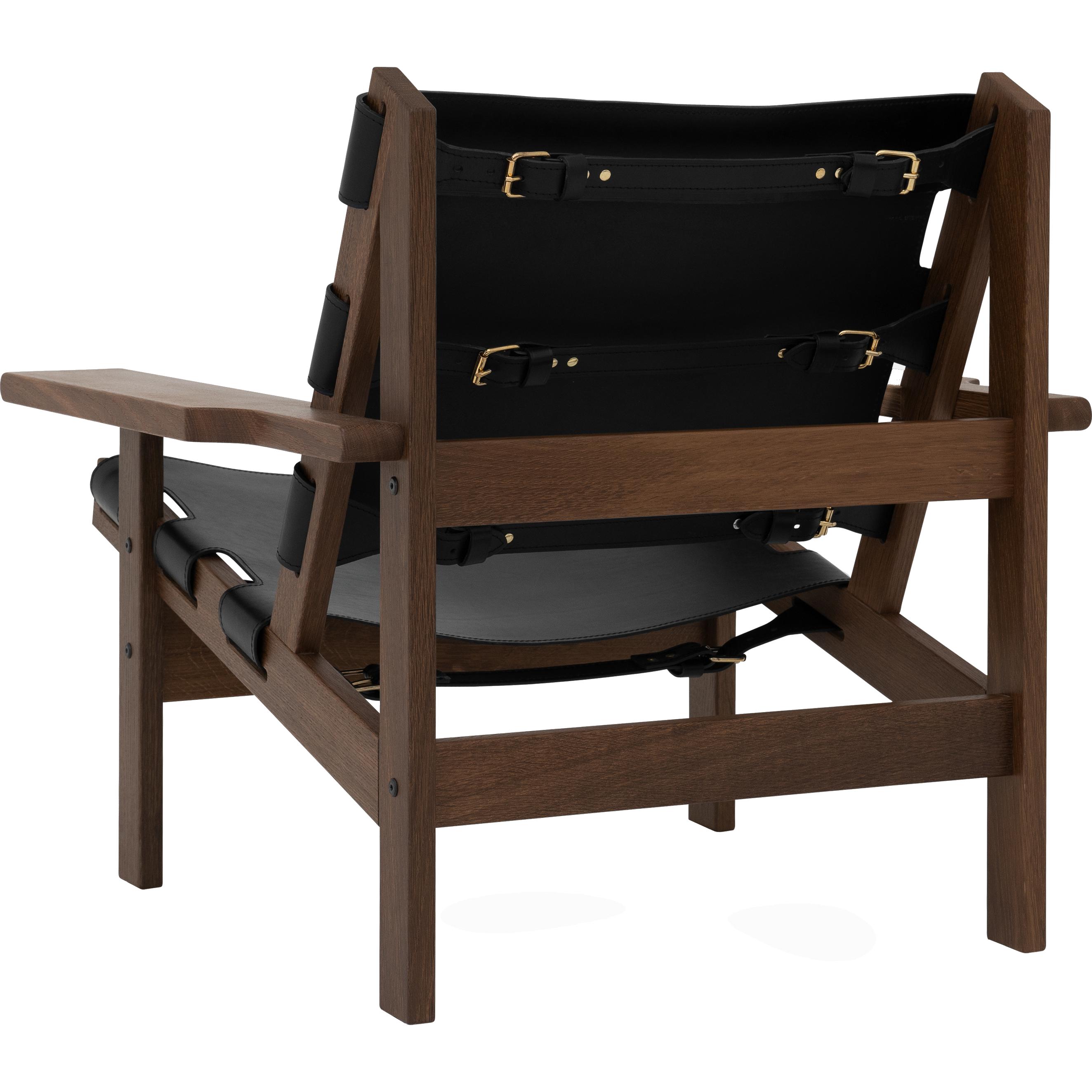 Klassik Studio Kø Hunting krzesło dębowe wędzone, czarna skóra