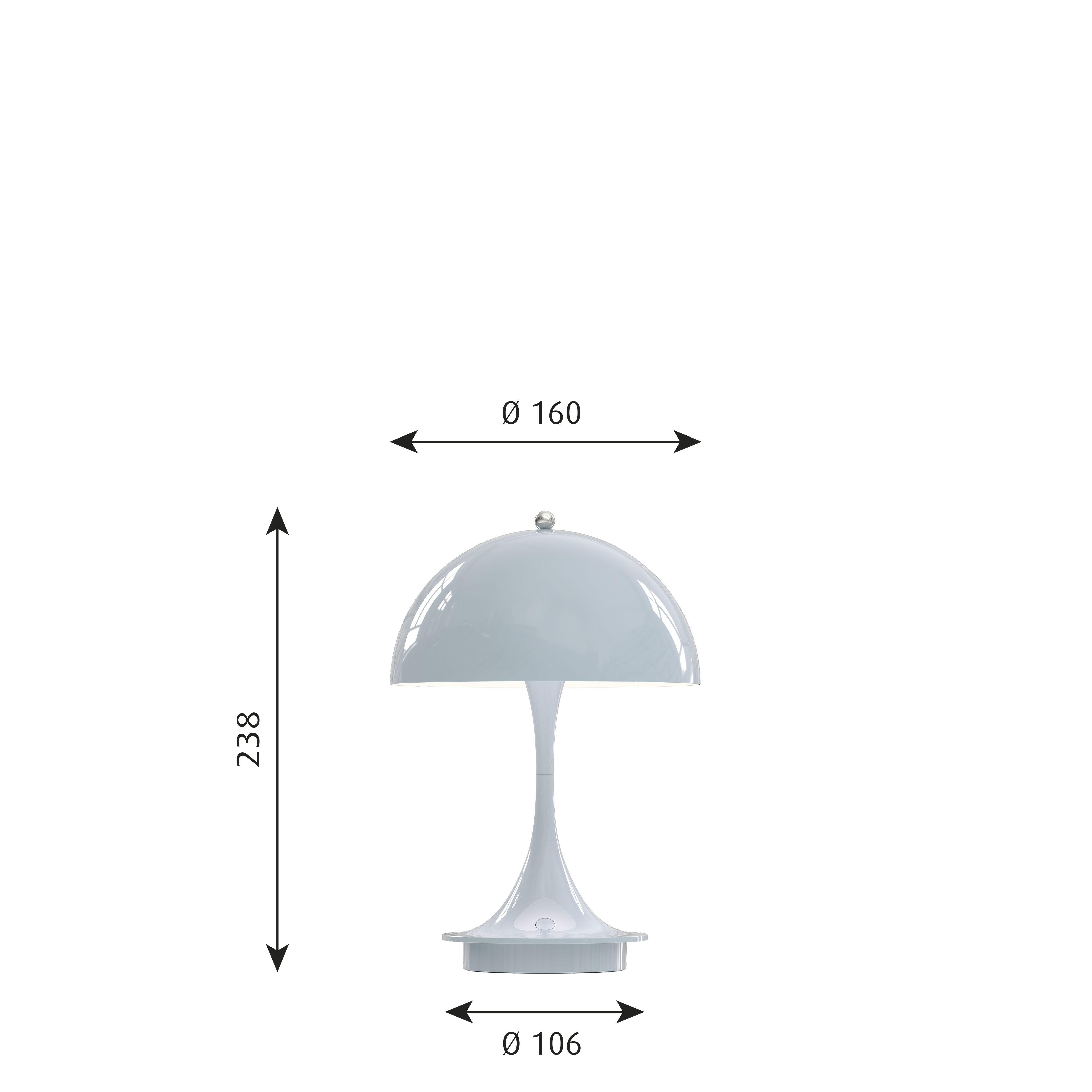 LOUIS POOLSEN PANTELLA 160 Przenośna lampa stołowa LED 27 K V2, jasnoniebieski