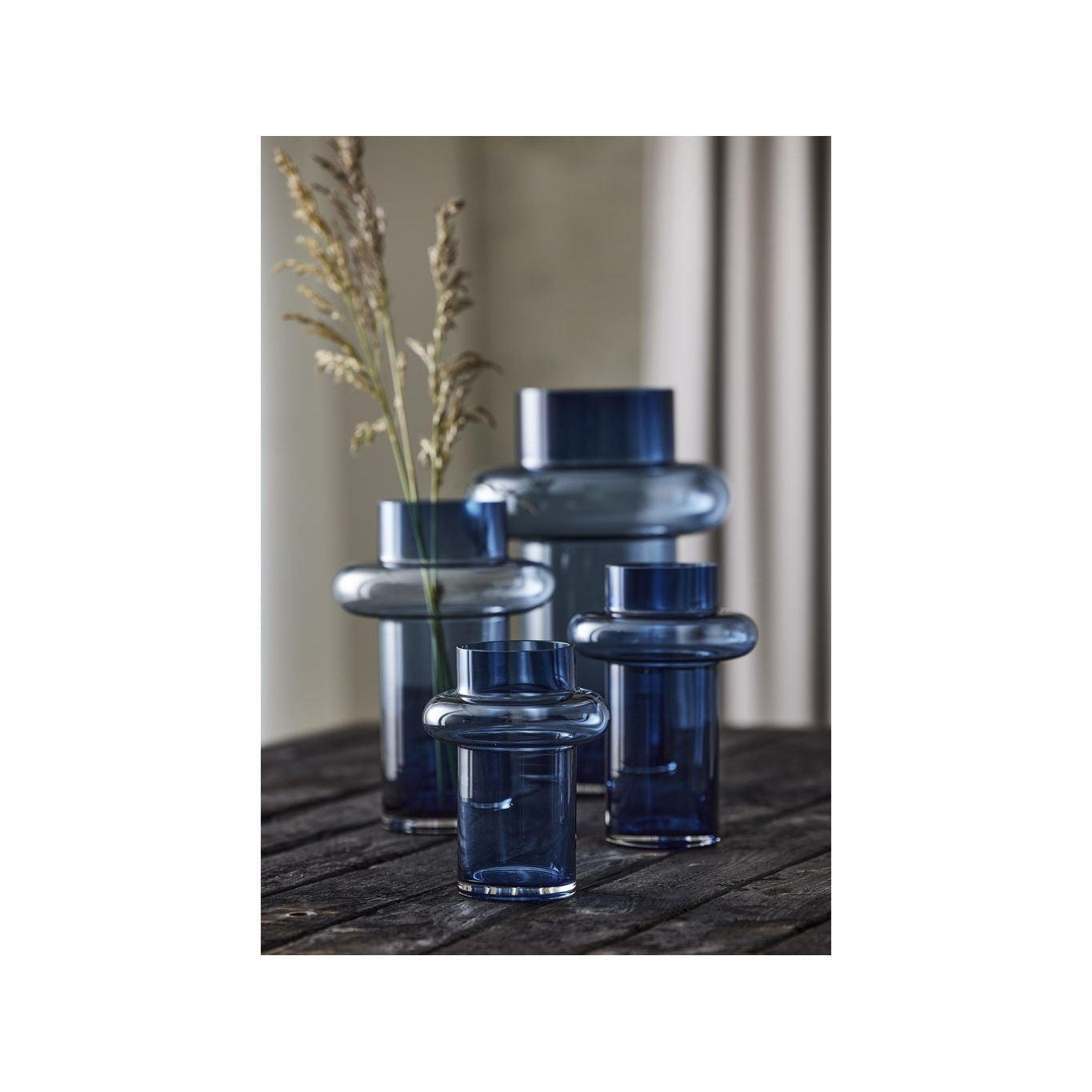 Lyngby Glas Tube Vase H: 25 Cm, Dark Blue