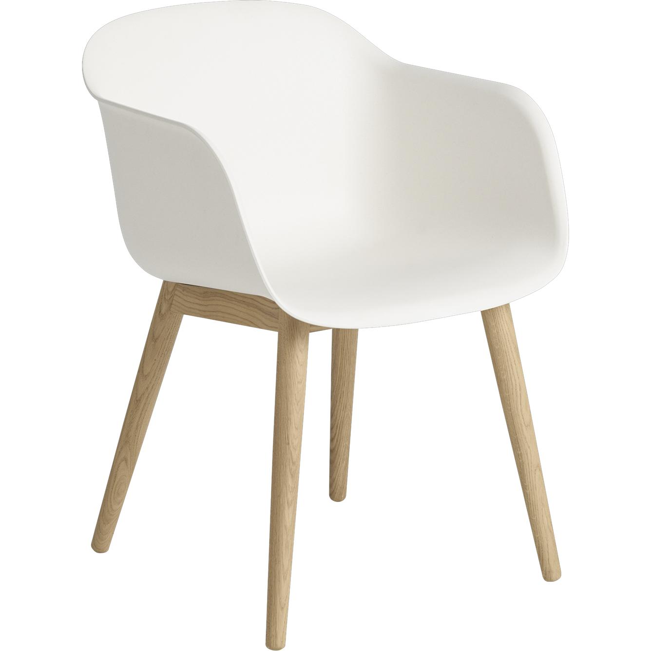 Muuto Fibre Fotel Podstawa drewniana, siedzenie światłowodowe, biały/dąb