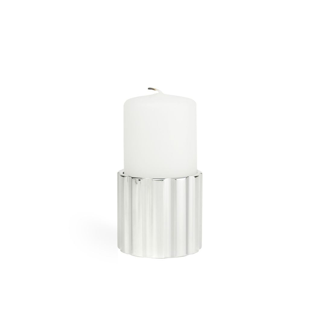 Novoform Design Dual Candlestick Low, Shiny Silver