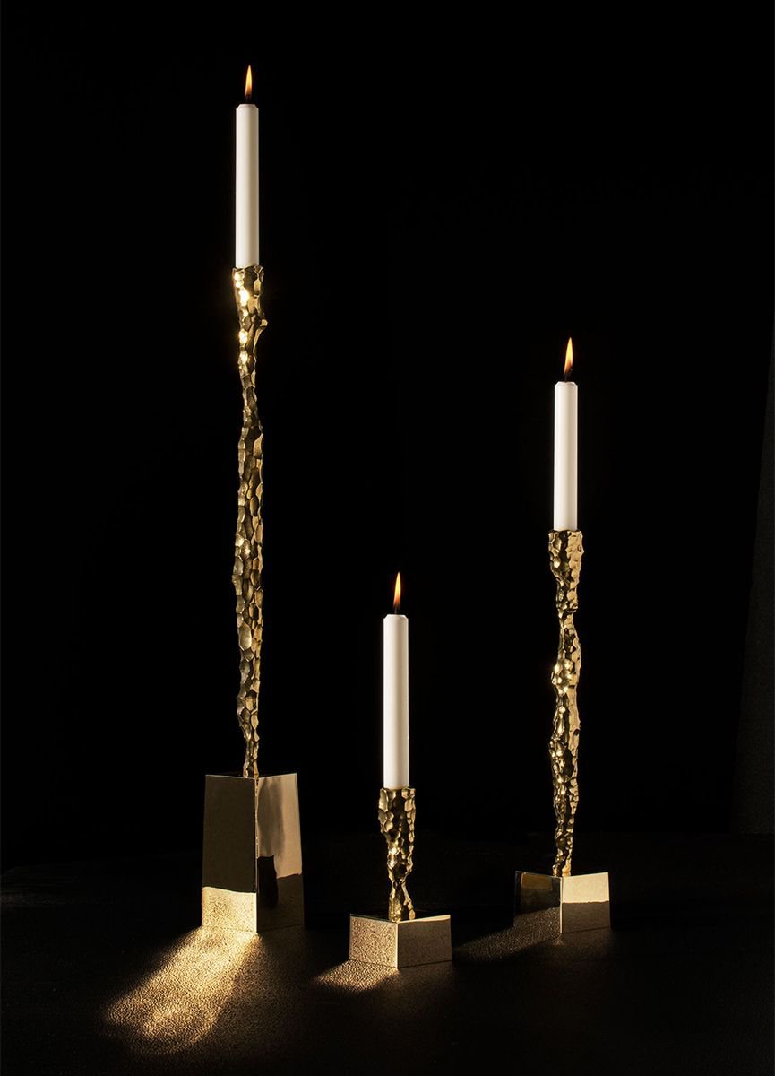 SKULTUNA ODPATE Candle Holder Brass, duży