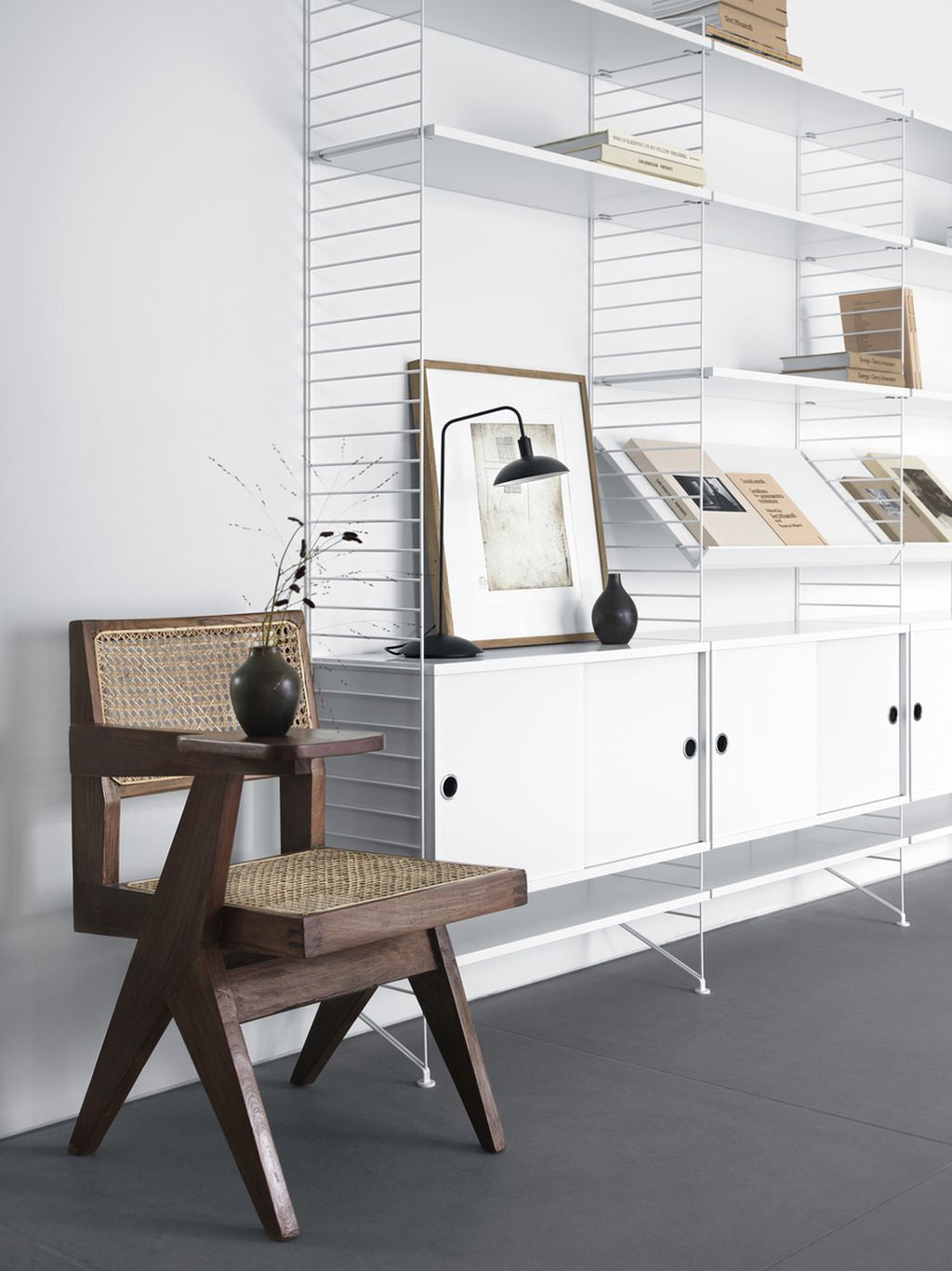 String Furniture System System Magazyn Tray Wood 30x78 cm, beż