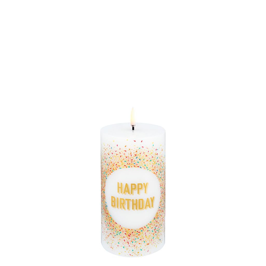 Oświetlenie Uyuni LED Filar Birthday Candle H 15 cm, biały