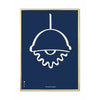  Flowerpot Line Poster Brass Colored Frame 70 X100 Cm Blue Background