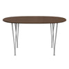 Fritz Hansen Superellipse™ Dining Table Grey Powder Coated/Walnut Veneer With Walnut Table Edge, 135x90 Cm