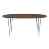 Fritz Hansen Superellipse™ Dining Table Grey Powder Coated/Walnut Veneer With Walnut Table Edge, 170x100 Cm