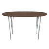 Fritz Hansen Superellipse™ Dining Table Nine Grey/Walnut Veneer With Walnut Table Edge, 135x90 Cm