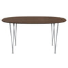 Fritz Hansen Superellipse™ Dining Table Silver Grey/Walnut Veneer With Walnut Table Edge, 150x100 Cm