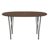 Fritz Hansen Superellipse™ Dining Table Warm Graphite/Walnut Veneer With Walnut Table Edge, 135x90 Cm