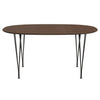 Fritz Hansen Superellipse™ Dining Table Warm Graphite/Walnut Veneer With Walnut Table Edge, 150x100 Cm