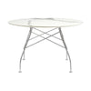 Kartell błyszczący stół okrągły marmur, chrom/biały