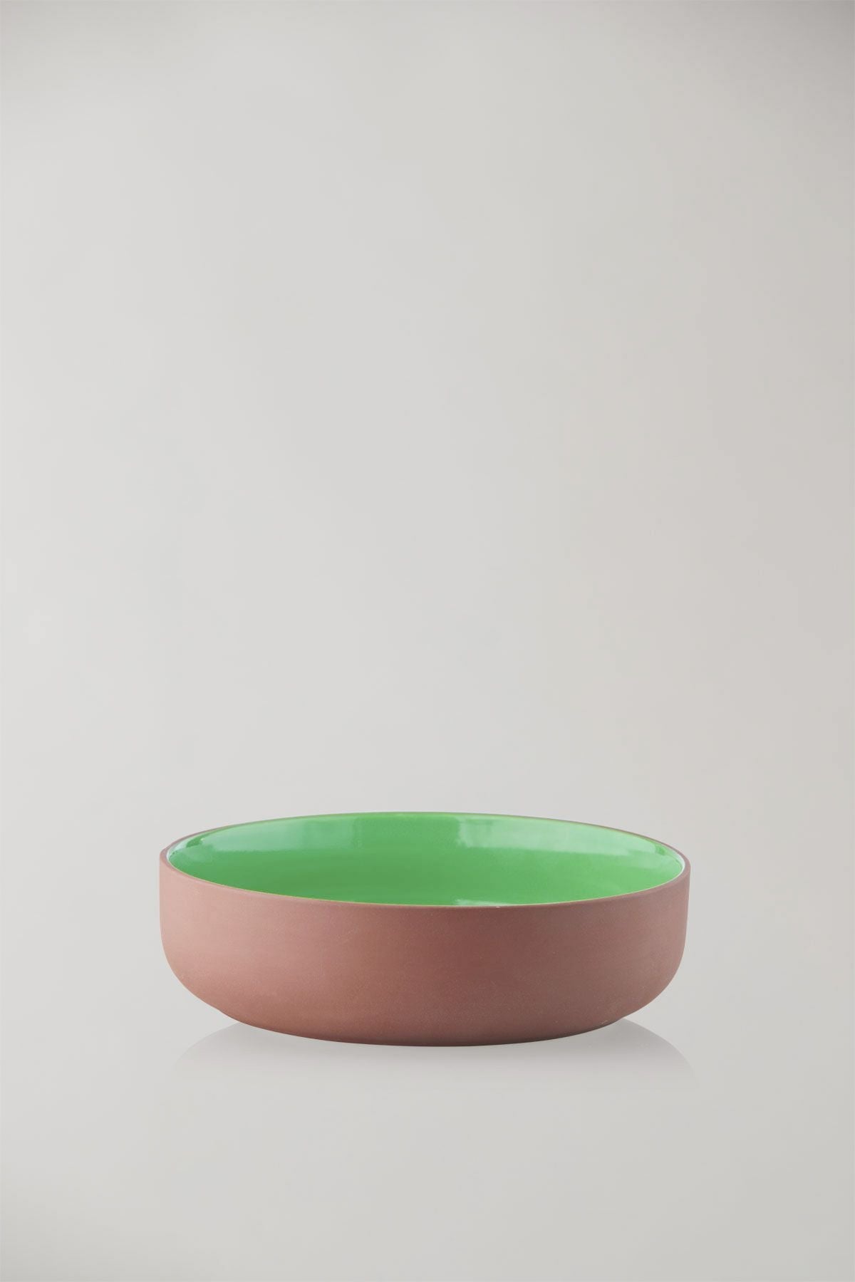 Studio About Clayware Serving Bowl, Terracotta/Green