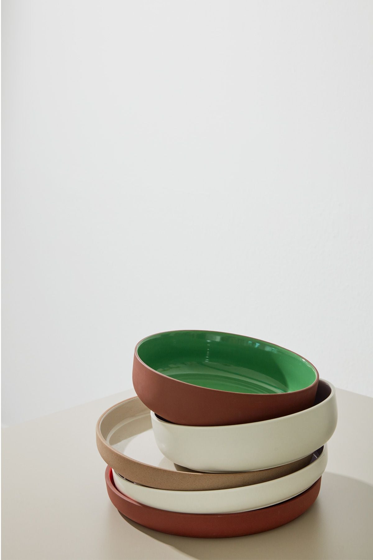 Studio About Clayware Serving Bowl, Terracotta/Green