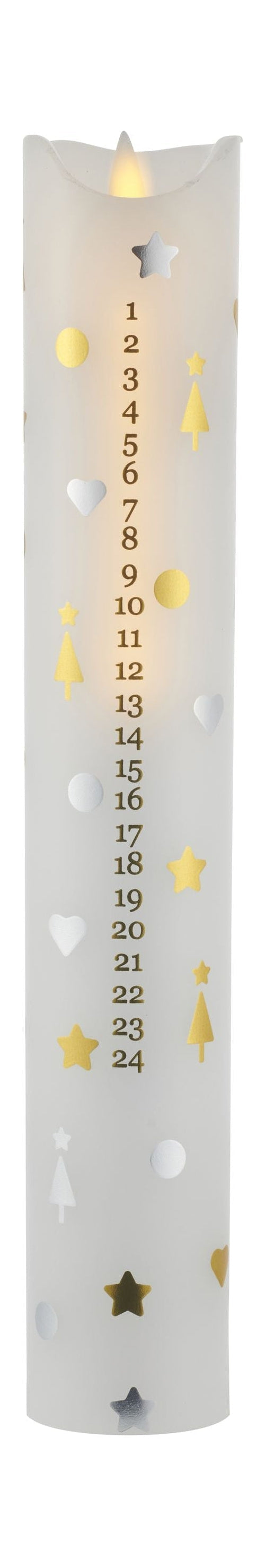 Sirius Sara Calendar Candle Ø4,8x H29CM, słodkie Boże Narodzenie, białe