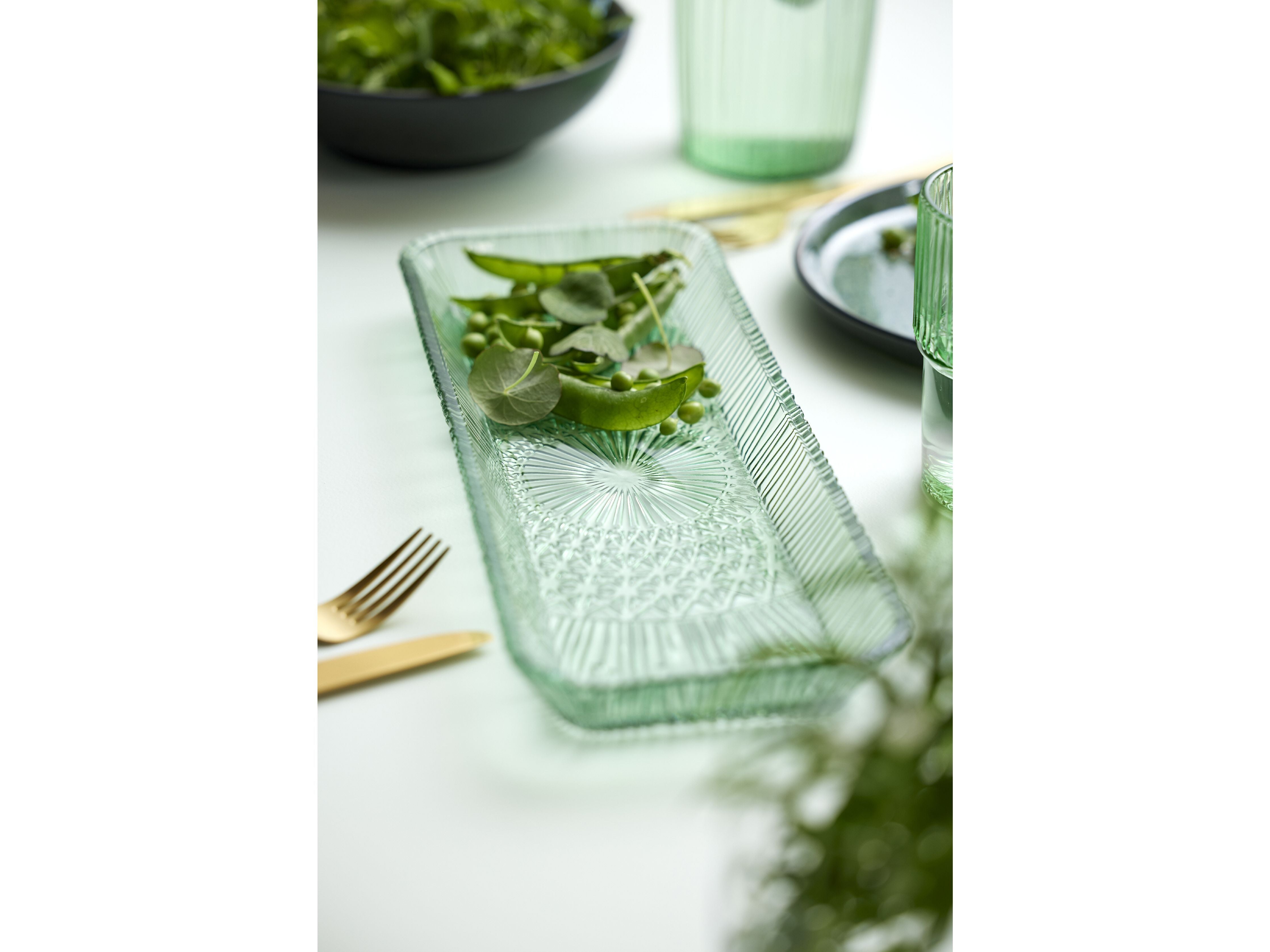 Bitz Kusintha serwowanie naczynia prostokątne 38 x 14 x 3 cm, zielone