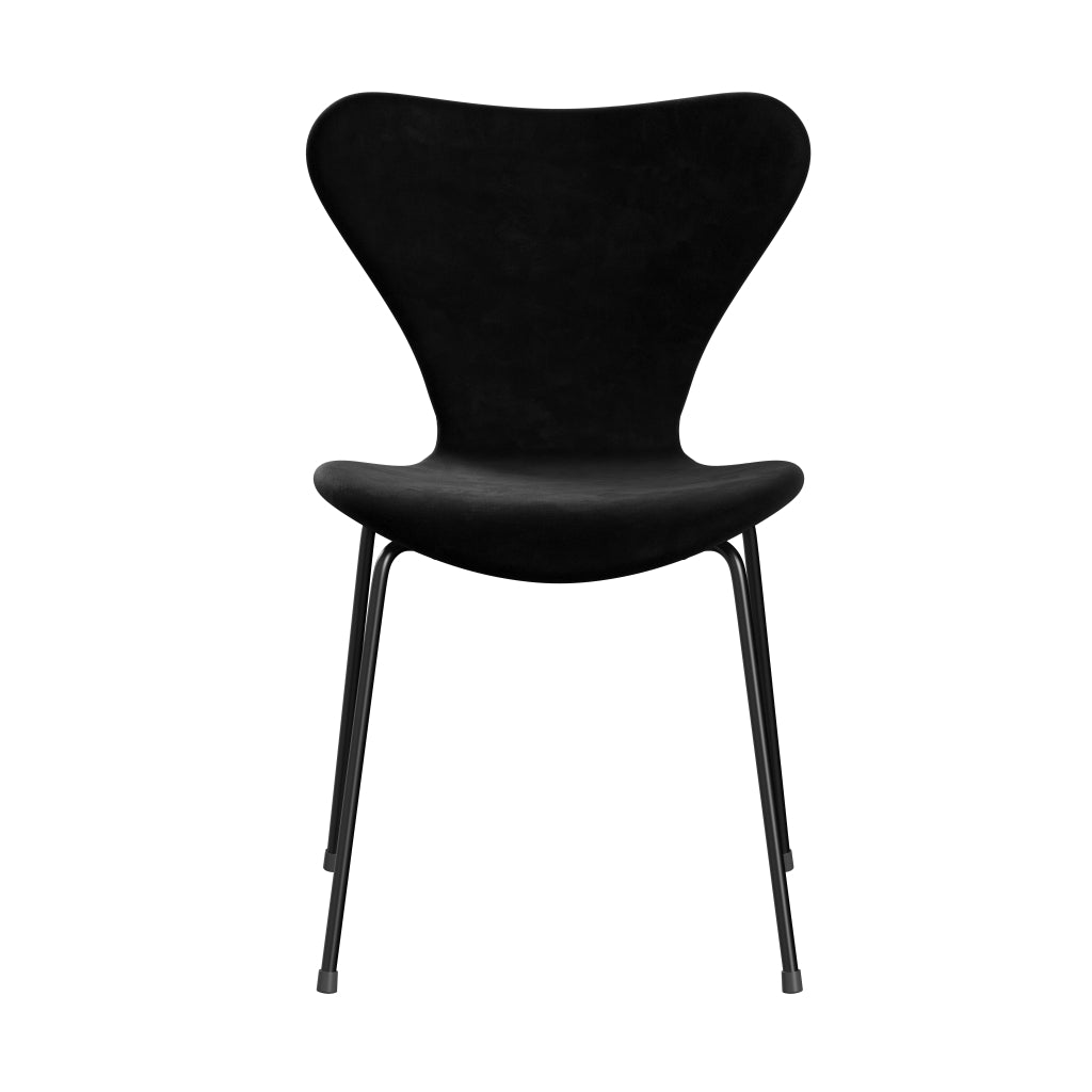 Fritz Hansen 3107 Krzesło pełne tapicerka, czarny czarny/belfastowy czarny czarny
