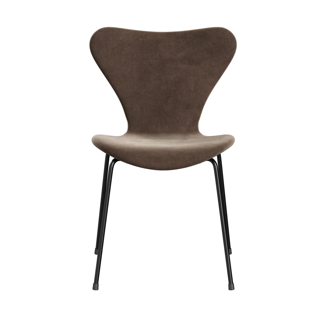 Fritz Hansen 3107 Krzesło pełna tapicerka, czarny/belfastowy Velvet Grey Brown