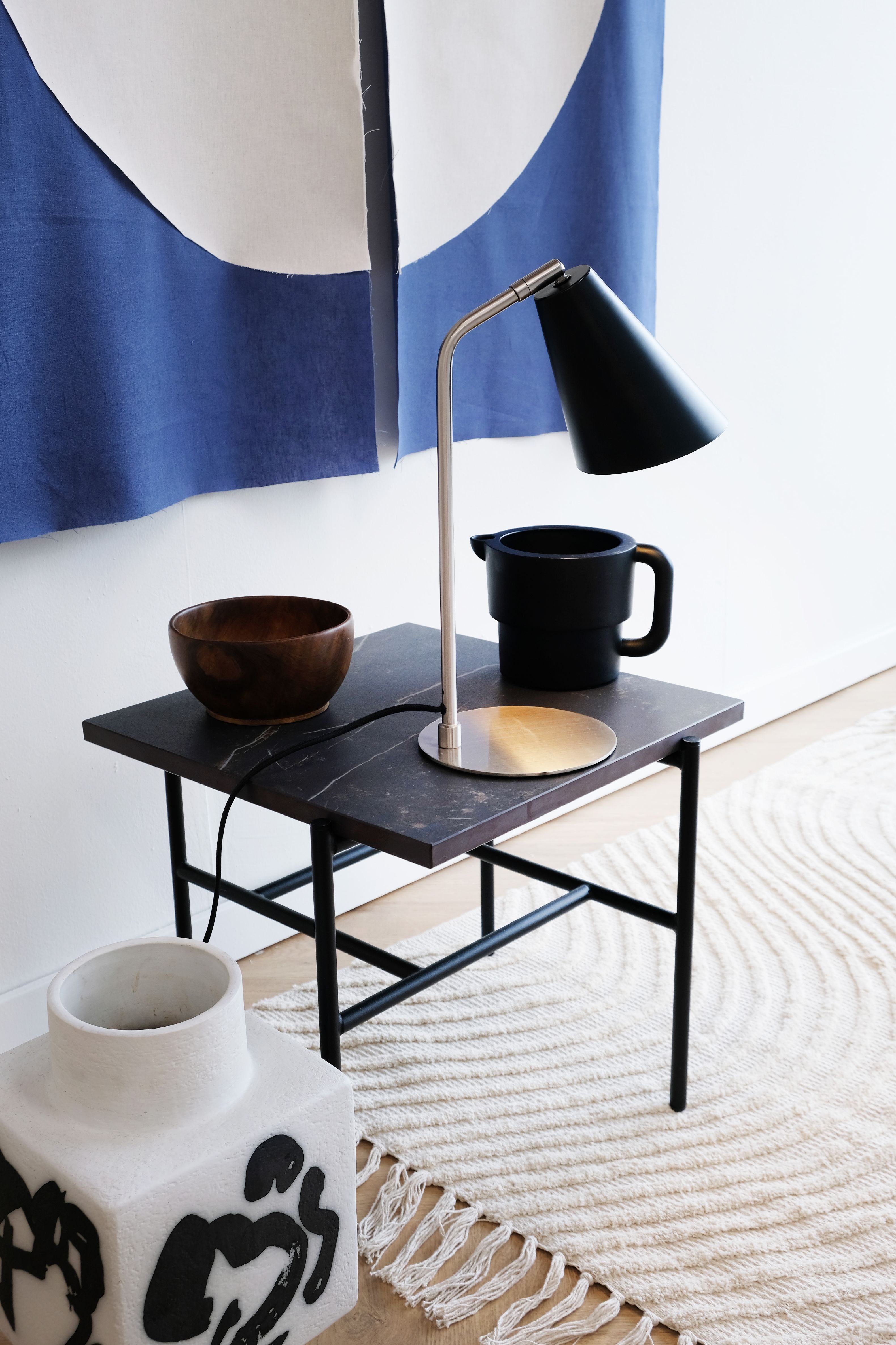 Lampa stołowa Dyberg Larsen Oswald, czarna/stalowa